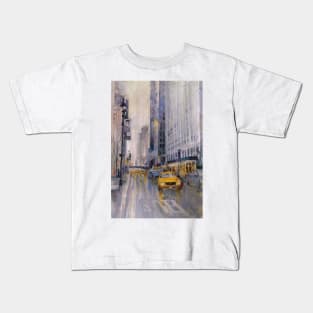 Hey Taxi - New York City Midtown Rain Watercolors Kids T-Shirt